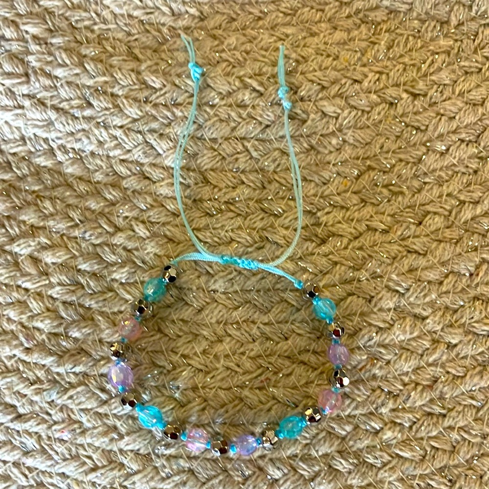 New Super Cute Multicolor Blue Pink Purple Silver Bling Macrame Bracelet - Picture 6 of 6
